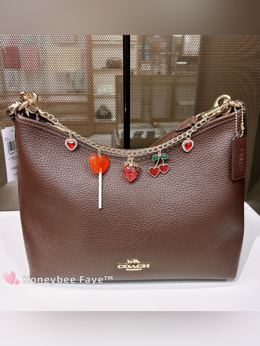 Coach laurel pebble Leather Shoulder Bag with cr148 gold/ maple